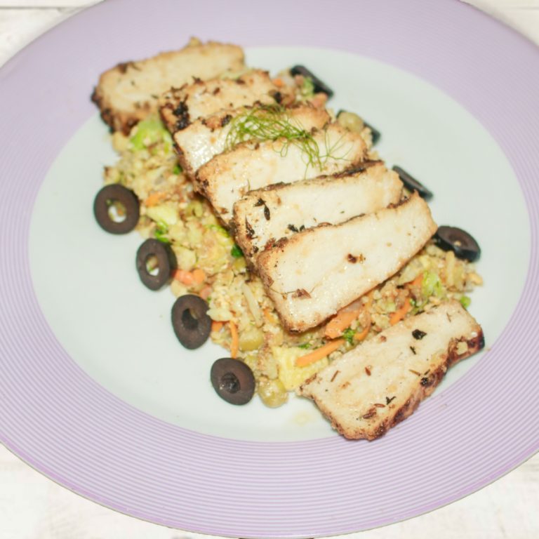 BAKED WHITE FISH WITH HERB CAULIFLOWER SALAD