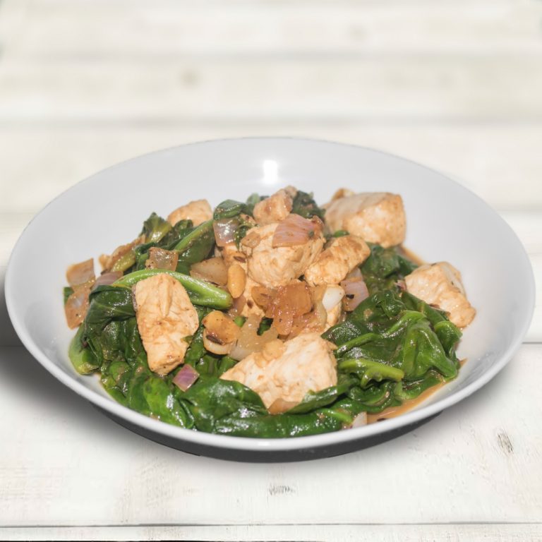 GARLIC FLAVOURED WHITE FISH SPINACH SAUTÉ