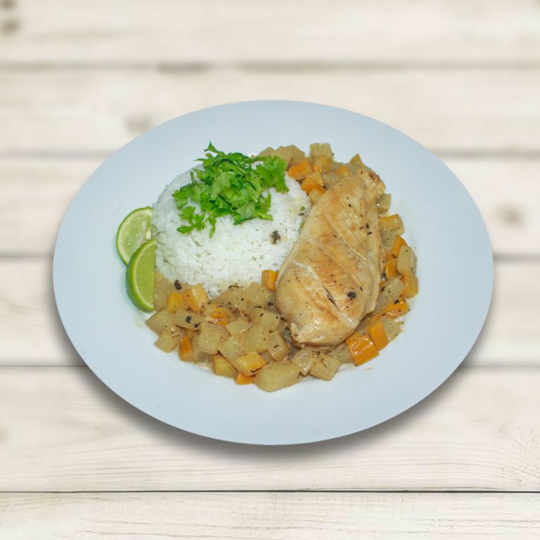 COCONUT AND LEMONGRASS POACHED CHICKEN WITH LIME RICE