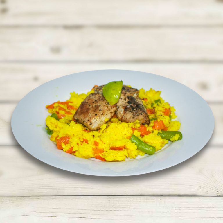 FISH WITH TURMERIC & VEGETABLE RICE