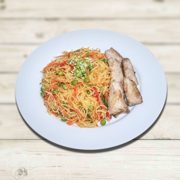 GRILLED FISH WITH SAFFRON & CARROT NOODLES