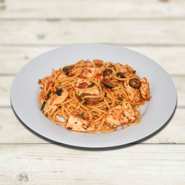 SPICY FISH AND OLIVE SPAGHETTI