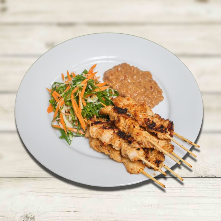 CHICKEN SATAY WITH ASIAN SLAW
