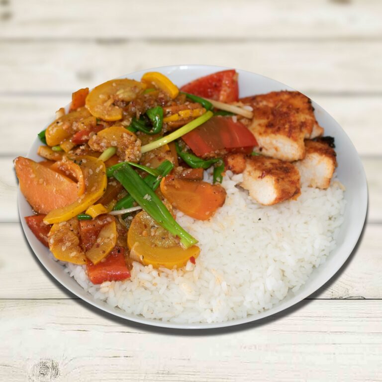 CHILE SESAME CHICKEN WITH RICE