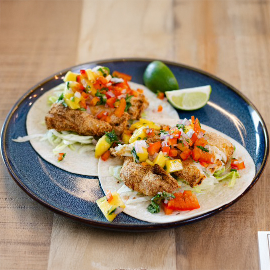Crispy Fish Tacos with Mango Salsa