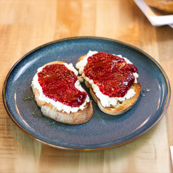 High Protein Raspberry Chia Toast