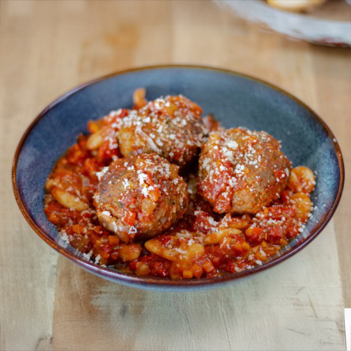 Meatballs with Butter Bean Ragu Sauce