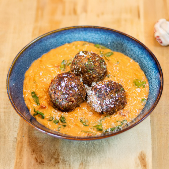 Beef Meatballs with Tomato Risoni
