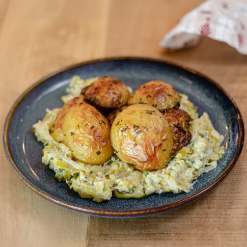 Potatoes with Creamy Mustard Leeks